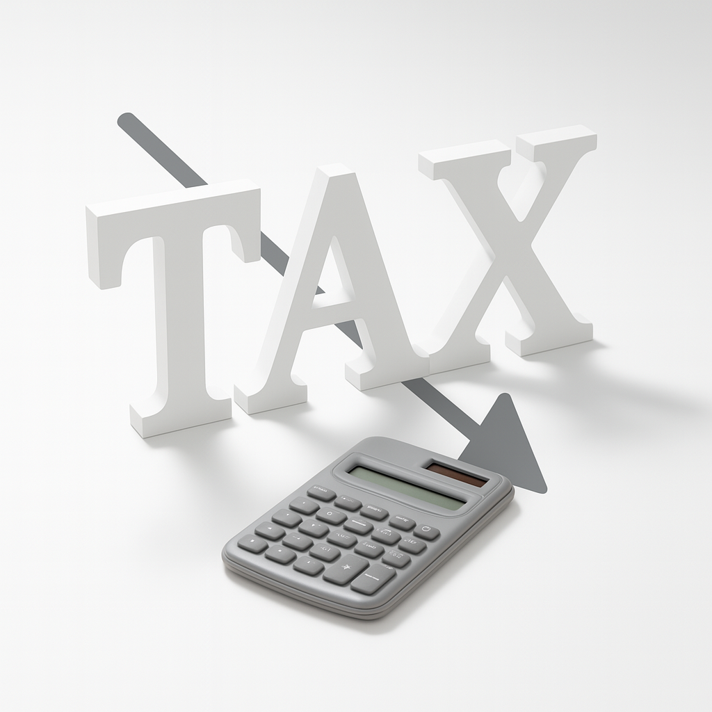 TAXの3D文字と電卓 - 節税・資金繰り情報